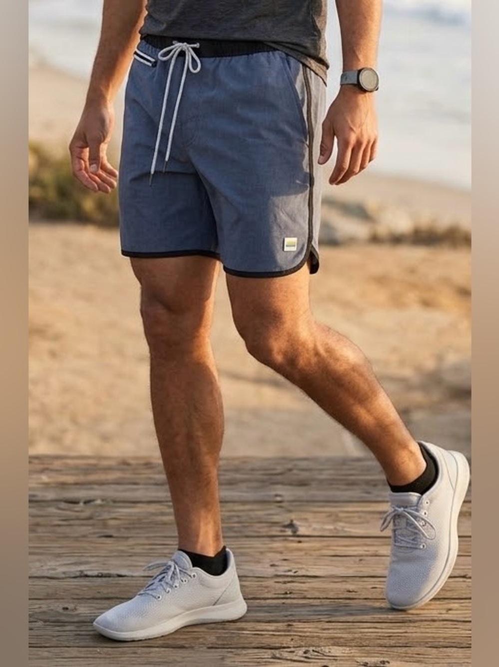 Cori Men’s Banks Short Blue/Black Trim Athletic Hybrid Shorts Size Medium
